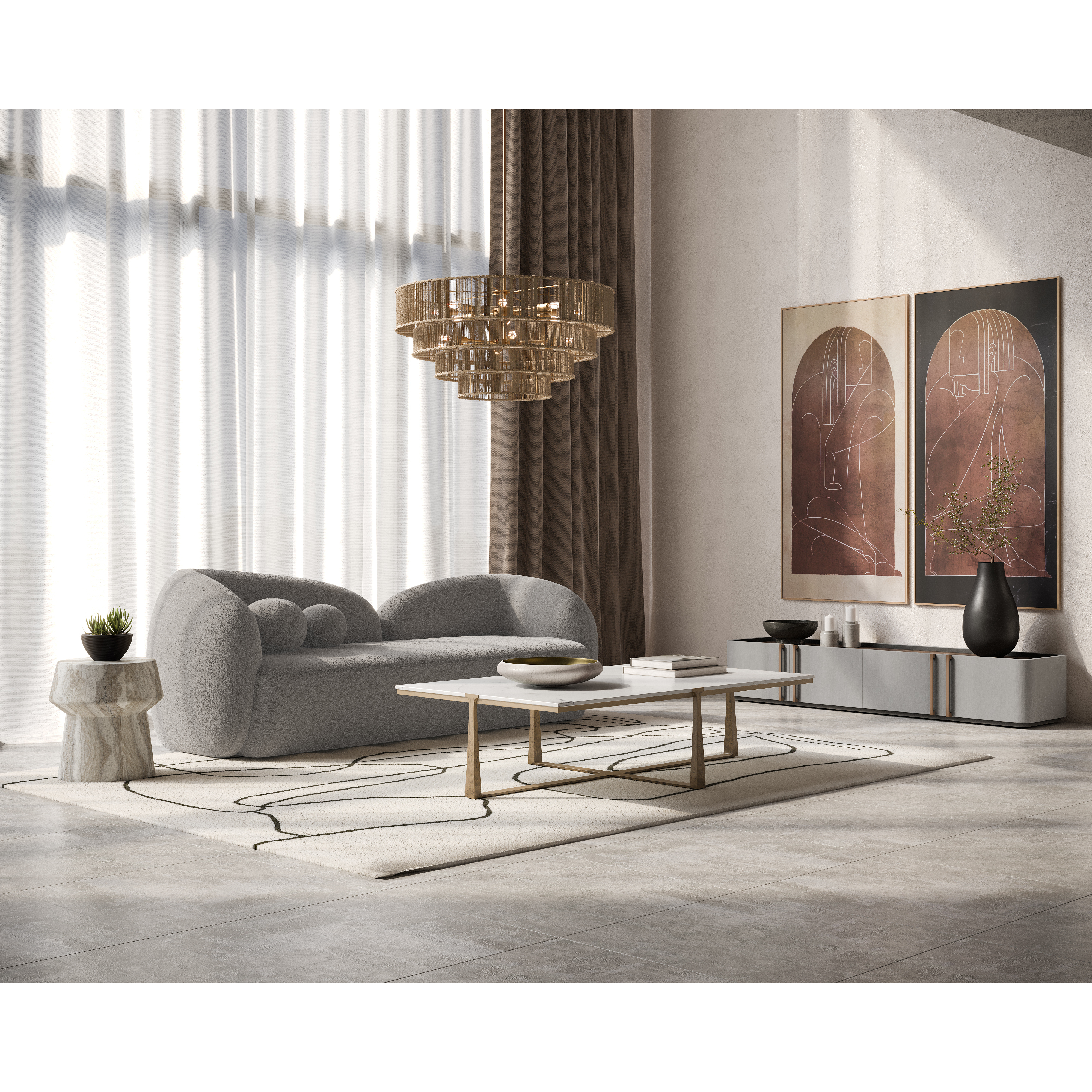 Jamille 80 inch Cream Media Console & Cabinet